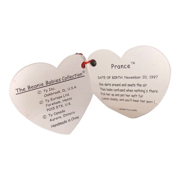 Ty Beanie Babies Prance Cat 1997 Plush Stuffed Animal Hang 5th Gen Tush 6th Gen - Picture 8 of 11